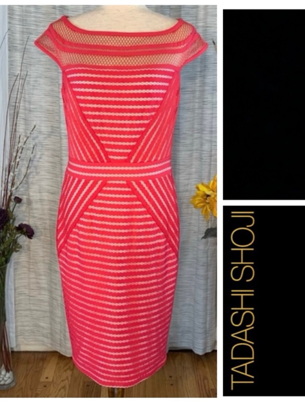 Tadashi Shoji hot pink cap sleeve sheath dress.